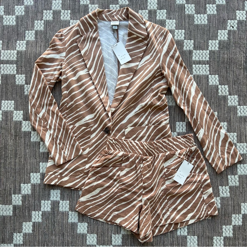 NWT a new day Brown Zebra Print Blazer XS